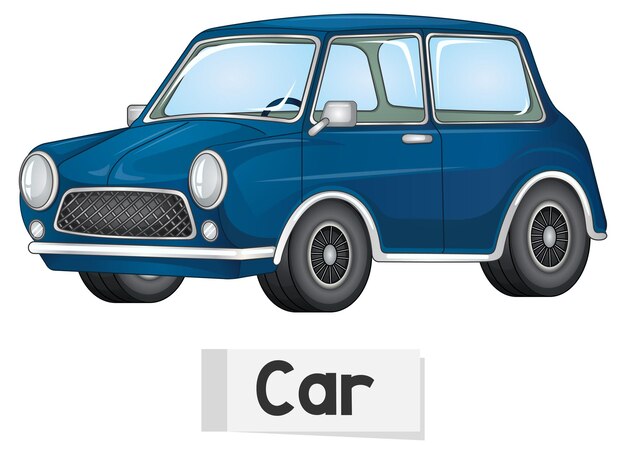 Educatieve Engelse woordkaart van auto