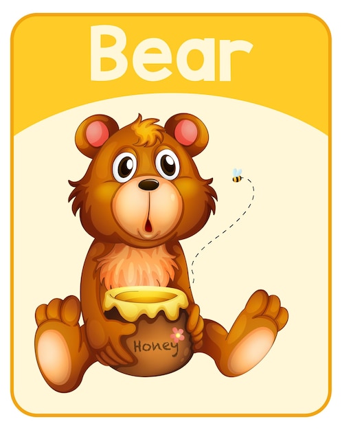 Educatieve Engelse woordkaart van Bear