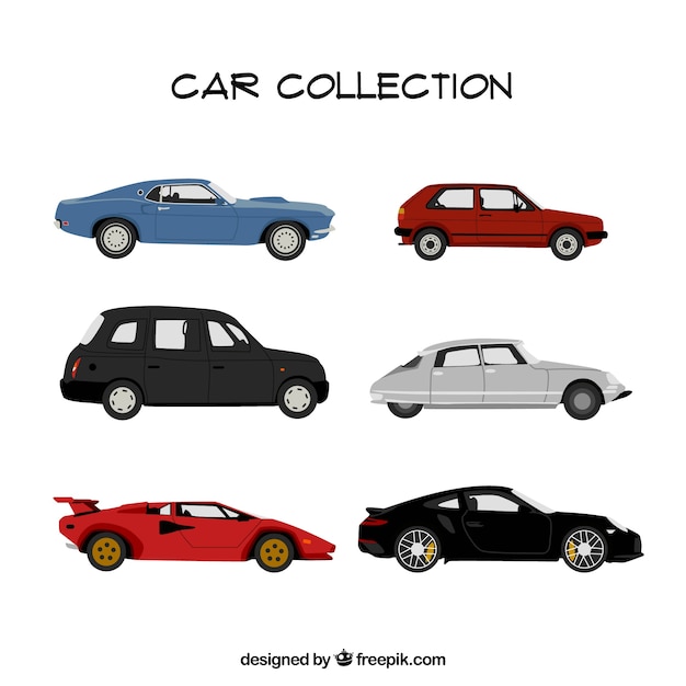 Gratis vector een aantal fantastische auto's in plat design