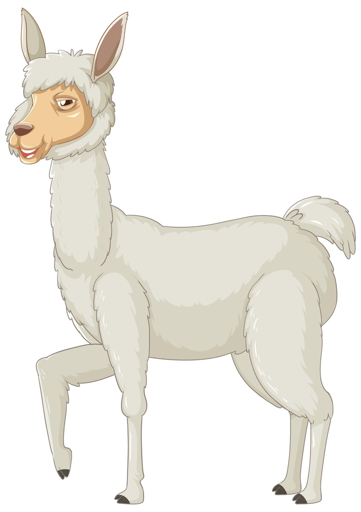 Gratis Vector een alpaca op witte achtergrond