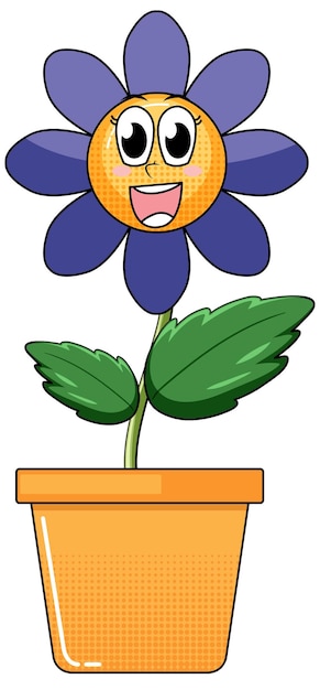 Gratis vector een bloem stripfiguur op witte achtergrond