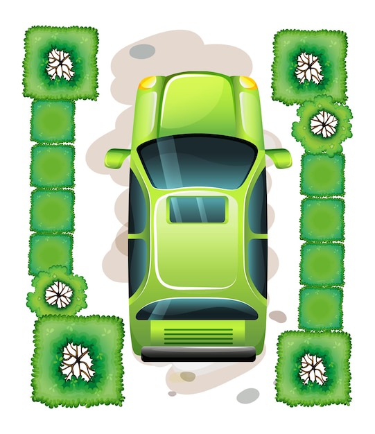 Gratis vector een bovenaanzicht van een groene auto