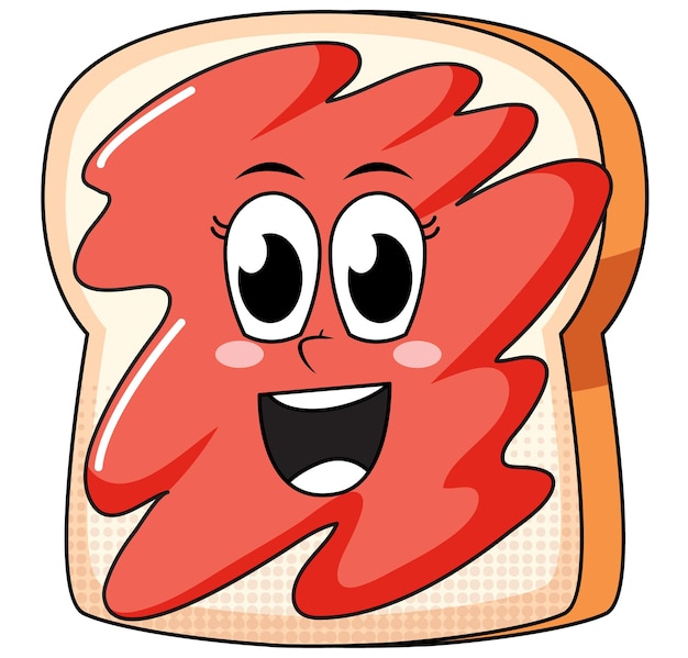 Gratis vector een brood stripfiguur op witte achtergrond