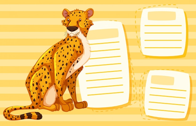 Gratis vector een cheetah op lege notitie