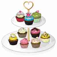 Gratis vector een dienblad met cupcakes