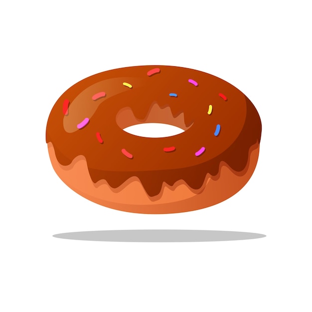 Gratis vector een donut met hagelslag vliegt in de lucht.