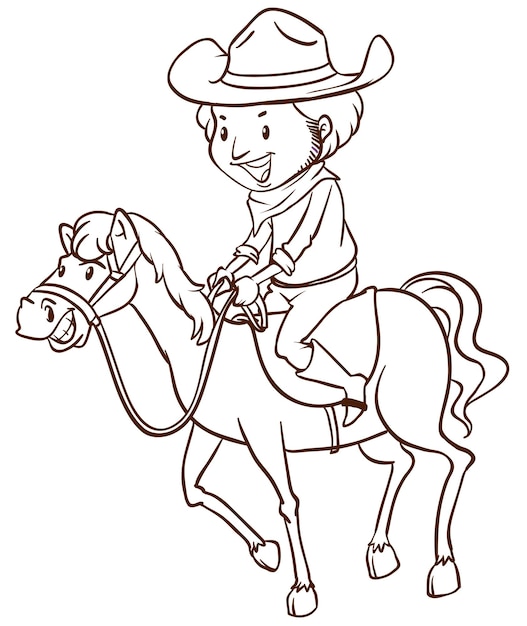Een eenvoudige tekening van een cowboy