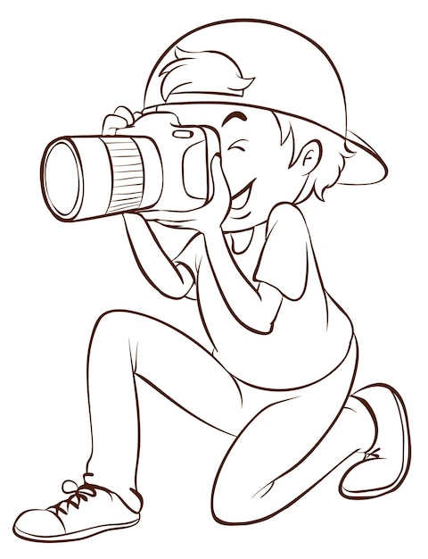 Een eenvoudige tekening van een fotograaf
