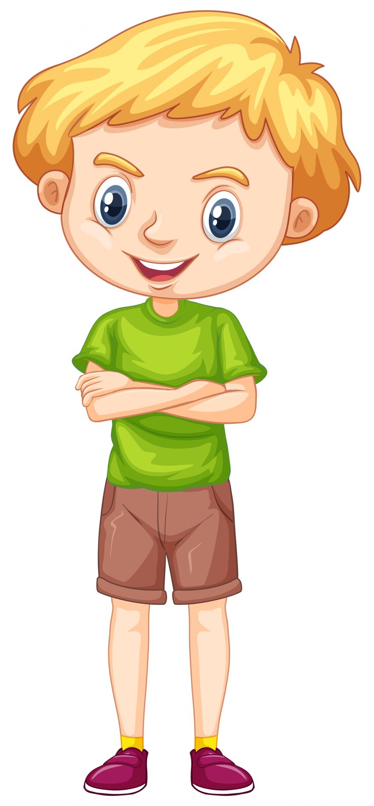 Gratis Vector een gelukkige jongen die staat