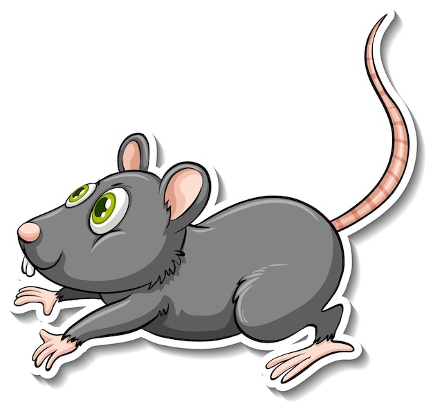 Een grijze rat cartoon sticker