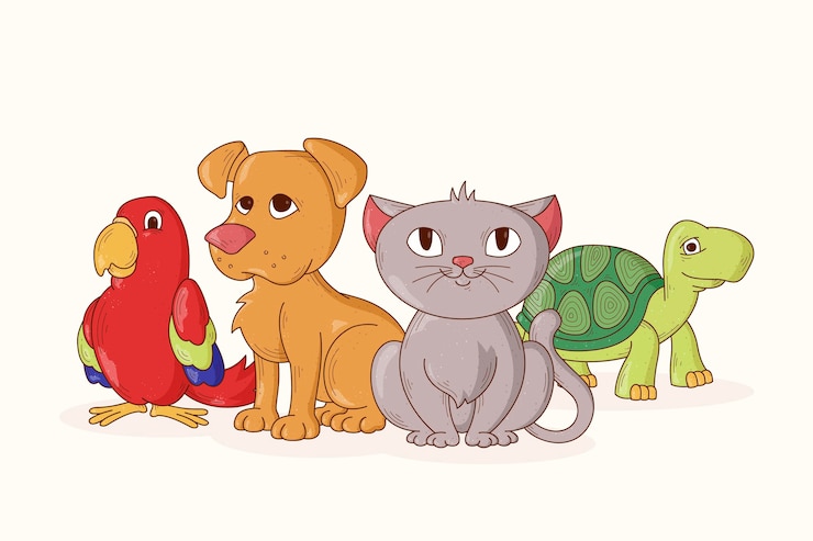 Gratis Vector een groep van verschillende schattige dieren.
