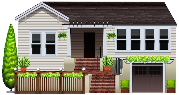 Gratis vector een huis met planten