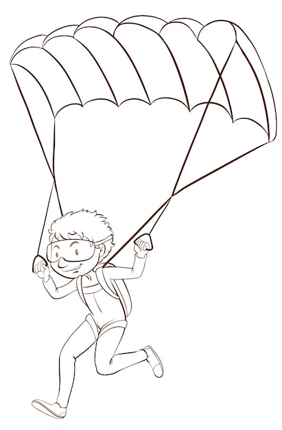 Een jongen die aan het parachutespringen is