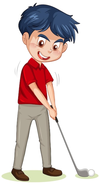 Gratis vector een jongen die golfvector speelt