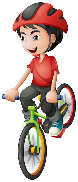 Een jongen die op zijn fiets rijdt