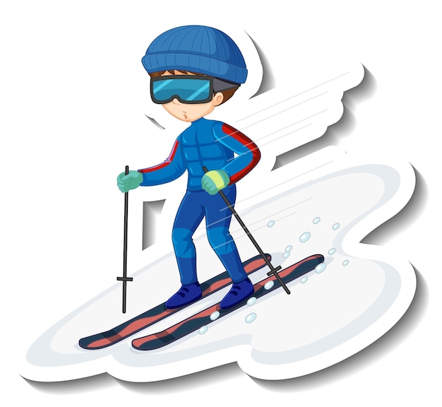 Gratis vector een jongen die ski-stripfiguur speelt