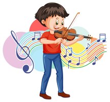 Een jongen die viool speelt cartoon