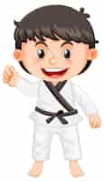 Gratis vector een jongen in taekwondo-uniform