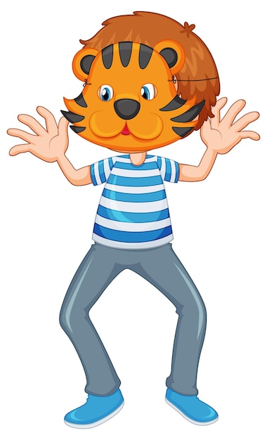 Een jongen met een dierenmasker