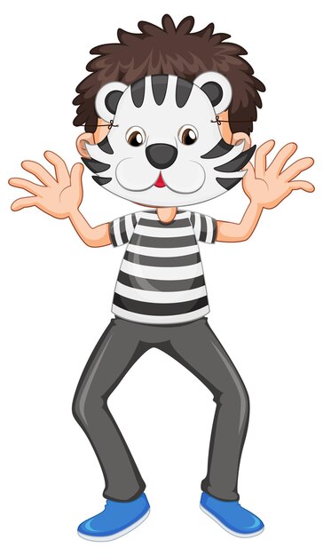 Gratis vector een jongen met een dierenmasker