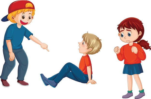 Gratis vector een jongen misbruikt door andere kinderen