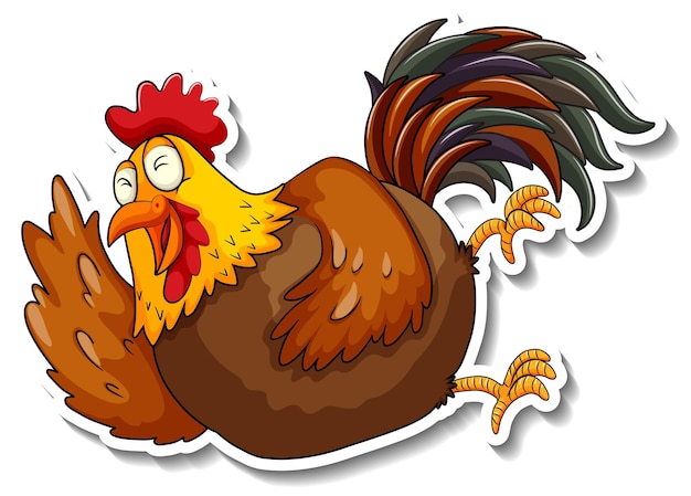 Gratis vector een kip lachende dieren cartoon sticker