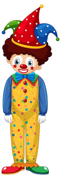 Een kleurrijk stripfiguur van een clown