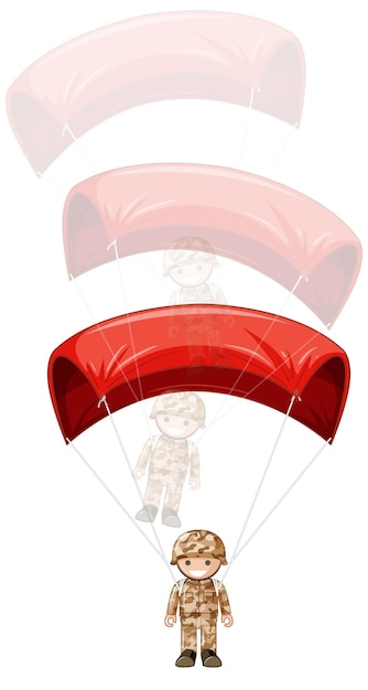 Gratis vector een leger speelgoed parachute op witte achtergrond