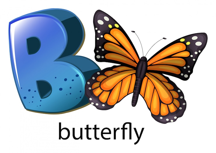 Gratis Vector een letter b voor vlinder