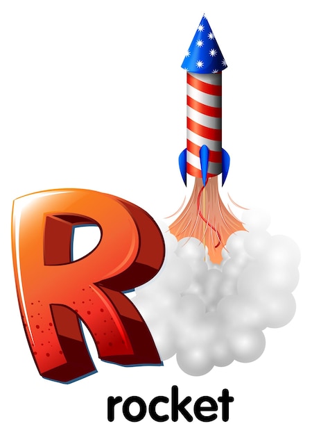 Gratis vector een letter r voor raket