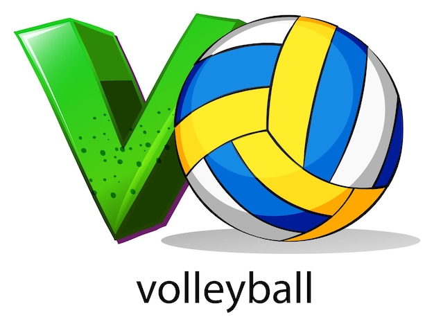 Gratis vector een letter v voor volleybal