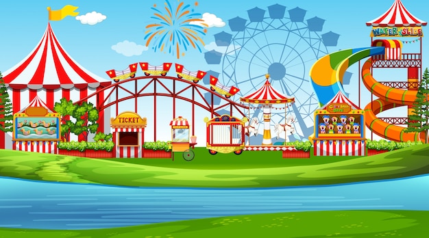 Gratis vector een leuke pretpark-scene