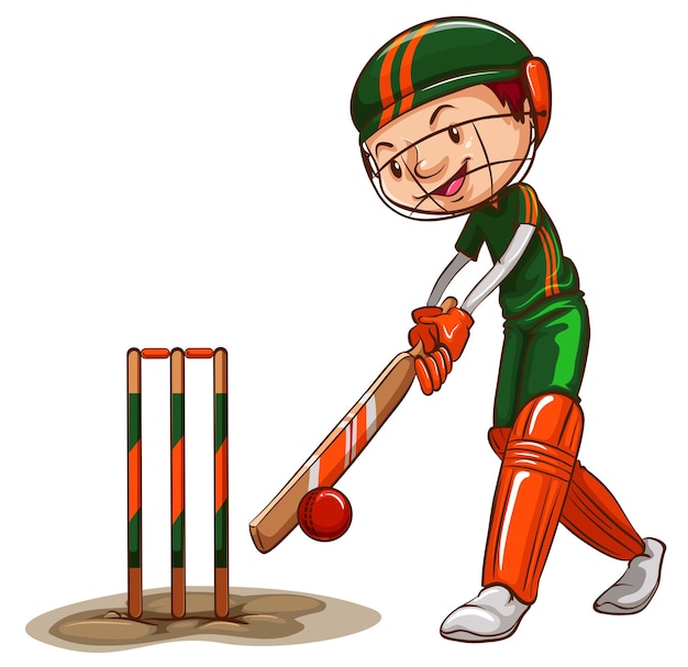 Gratis vector een mannelijke cricketspeler