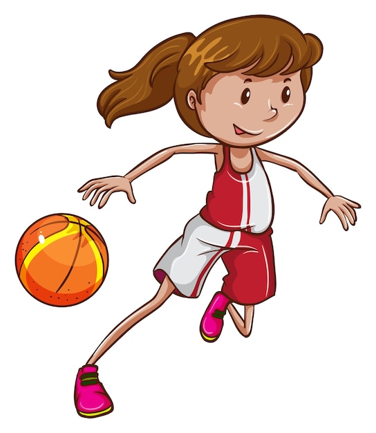 Gratis vector een meisje dat basketbal speelt