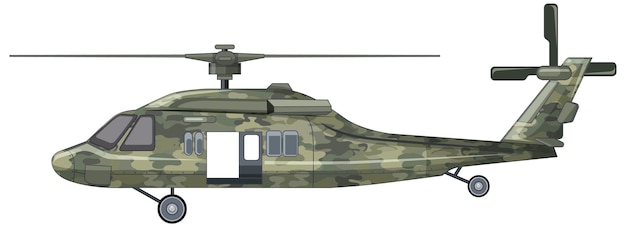 Gratis vector een militaire helikopter op witte achtergrond