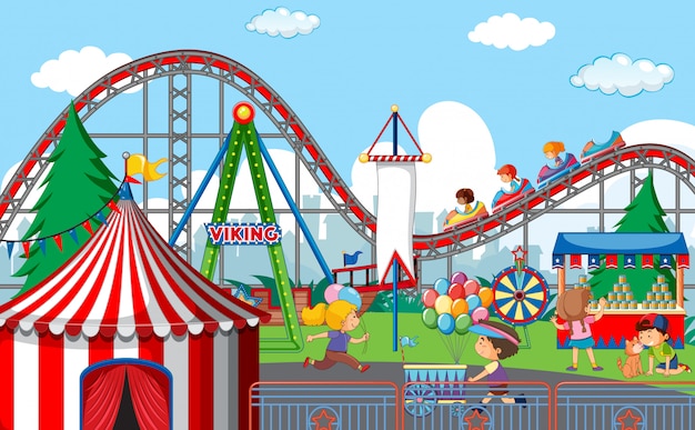 Gratis vector een openlucht kermis scene