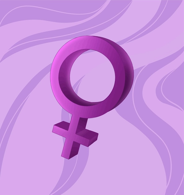 Een paars vrouwelijk symbool op een paarse achtergrond