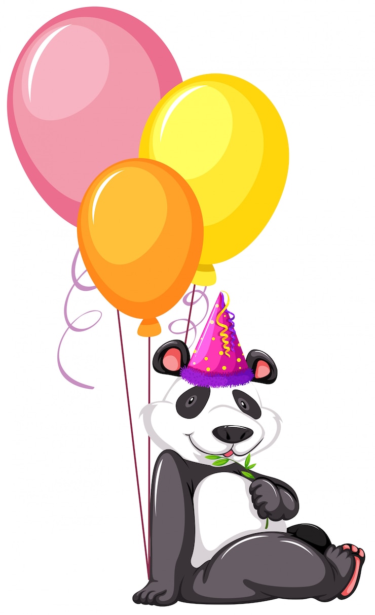 Gratis Vector een panda met ballonnen