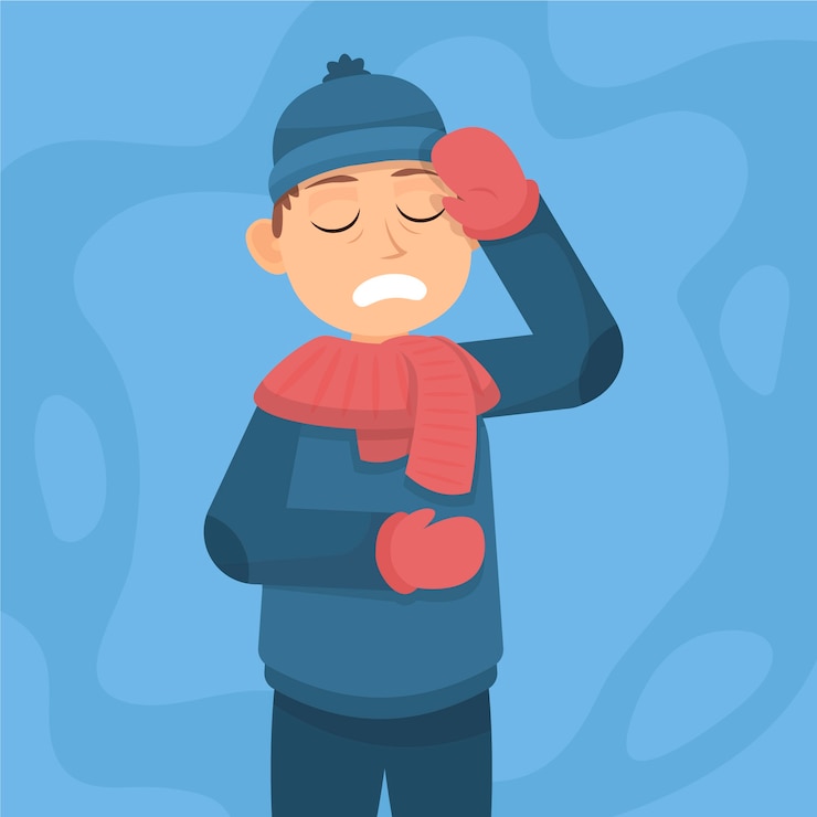 Gratis Vector een persoon met een verkoudheid