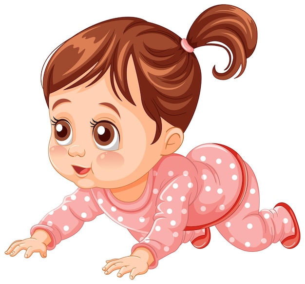 Gratis vector een schattig baby meisje dat kruipt.