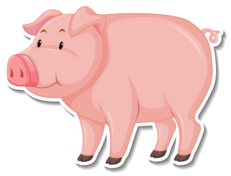Gratis Vector een schattig varken cartoon dieren sticker