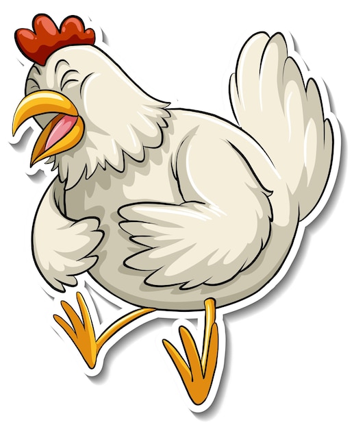 Een schattige dierensticker met kippentekenfilm