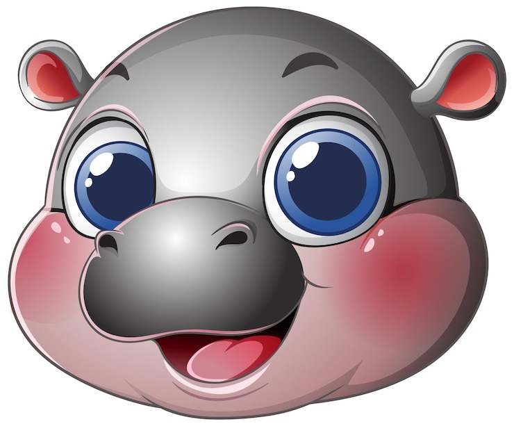Gratis Vector een schattige illustratie van een baby nijlpaard