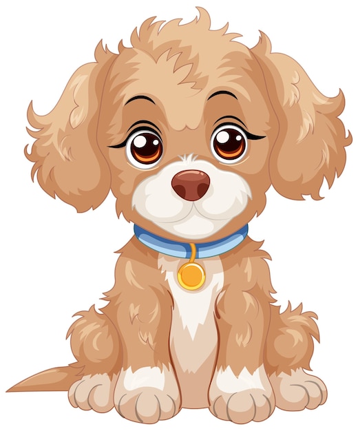 Gratis vector een schattige puppy met grote bruine ogen.