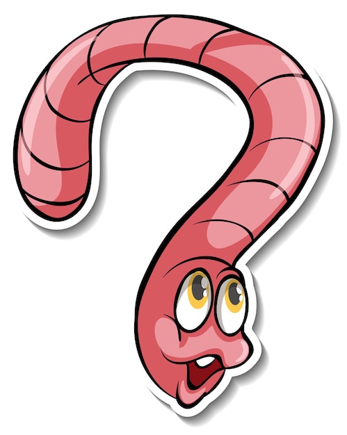 Gratis vector een schattige worm cartoon dieren sticker