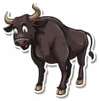 Gratis vector een schattige zwarte koe cartoon dieren sticker