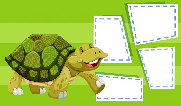 Gratis vector een schildpad op notitiesjabloon