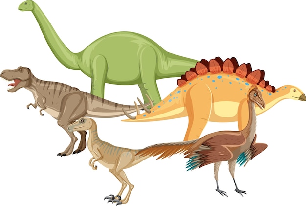 Gratis vector een set dinosaurus en fossiel