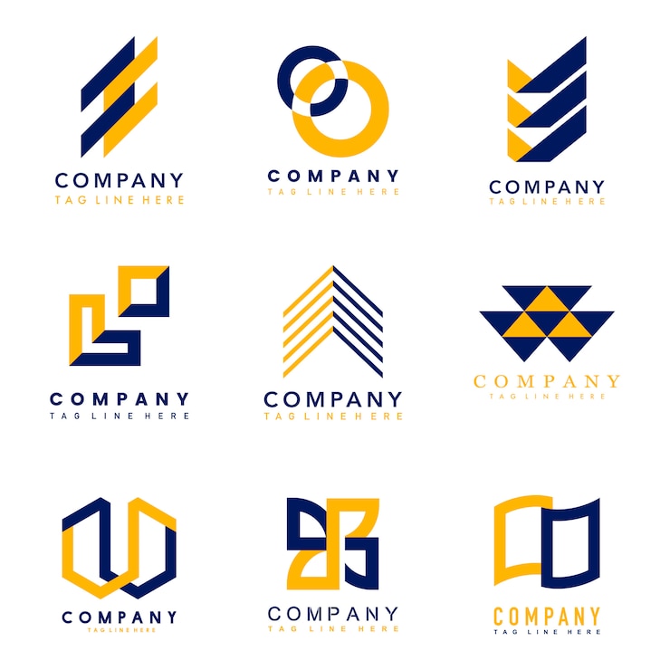 Gratis Vector een set ideeën voor het ontwerpen van een bedrijfslogo