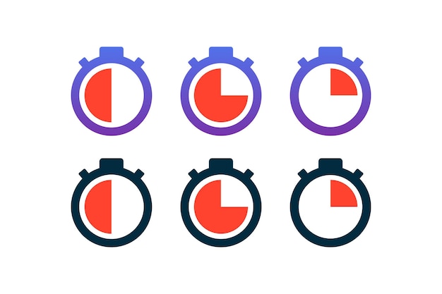 Gratis vector een set stopwatch. 30 seconden, 45 seconden, 15 seconden